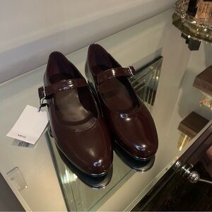 Burgandy Flats Mary Jane Shoes